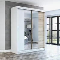 Schwebetürenschrank, 2-türig Schrank mit Spiegel! Moderne Garderobe für Kleidung. Verschiedene Farben (Weiß, Schwarz, Somona) Kleiderschrank NEO 180 cm