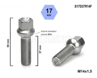 Kolový šroub M14x1,5x37 koule R14, klíč 17, S17D37R14F výška 59