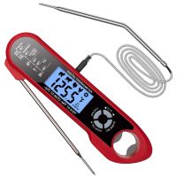 2 in 1 Dual Probe Digitales Küchenthermometer Braten BBQ Koch Thermometer Küche Universales Kochthermometer Fleischthermometer mit Alarmfunktion Wasserdicht Hintergrundbeleuchtung