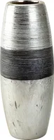 Moderne Dekovase Blumenvase Tischvase Vase aus Keramik silber/anthrazit Höhe 30 cm