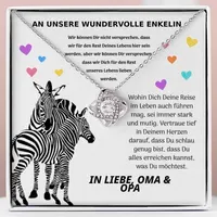 Halskette und Anhänger plattiert mit 14 Karat Weißgold mit Zirkonia-Kristallen für Damen, Enkelin - GISELLE