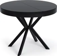 Runder Ausziehbarer Esstisch - Loft Style Tisch mit Metallbeinen - 100 bis 180 cm - Industrieller Tisch für Wohnzimmer - Kompakt - 100 cm - Schwarz