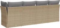 vidaXL Gartensofa mit Kissen 4-Sitzer Beige Poly Rattan