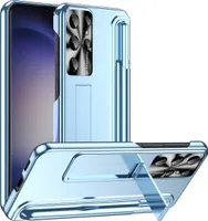 Galaxy S23 Ultra Pouzdro s Držákem na Pero, Tenké Galvanizované Tvrdé PC Pouzdro s Funkcí Stojánku pro Samsung Galaxy S23 Ultra modré