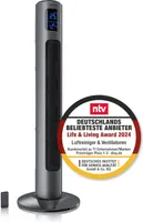 Brandson Turmventilator mit DC-Motor & Fernbedienung, Ventilator, 12 Geschwindigkeiten, ECO Modus, Standventilator mit Timerfunktion, 4 Betriebsmodi, sehr leise, energiesparend, Grau