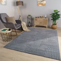 TT Home Wohnzimmer Teppich Esszimmer Kurzflor Geometrische Optik Skandi Boho Unifarben Größe 80x150 cm