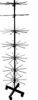 155cm Verkaufsständer drehbar | rollbares Warenständer 7 Etagen | Ladendekoration | Drehständer mit 70x Haken aus Metall | Ständer Ladenausstattung Theke | Ladeneinrichtung Kleinartikelständer schwarz