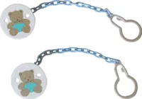 2er Set Schnullerkette Schnullerhalter Junge Motiv Bärchen Blau