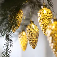 LED Lichterkette mit Tannenzapfen, 10 LED, warmweiß, batteriebetrieben, innen