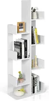 COSTWAY Bücherregal im Baumform, Standregal mit 8 Fächern, Regal, Aufbewahrungsregal für Wohnzimmer, Schlafzimmer, Büro, 50 x 25 x 145 cm (Weiß)