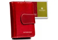 Peterson | Damenbrieftasche, mit Lederverschluss, Rot, 9x13 cm