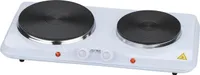 TZS First Austria Doppelkochplatte, Kochplatte aus Gusseisen, 2500W, Thermostat mit 5 Temperaturstufen, Weiß