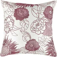Kissenhülle 40x40cm Blumenmuster (Silbergrau - Bordeaux)