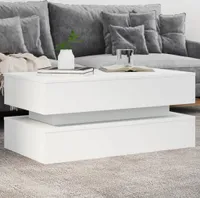 vidaXL Couchtisch mit LED-Leuchten Weiß 90x50x40 cm
