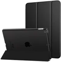Hülle für Neu iPad 10.2 2019, Kunstleder Tasche Schutzhülle mit Transluzent Rücken Deckel Auto Schlaf/Wach Funktion für iPad 7. Gen 10.2" 2019 Tablet - Schwarz