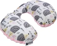 Nackenstütze nackenkissen baby reisekissen Baumwolle/Minky graue Igel mit hellrosa Minky