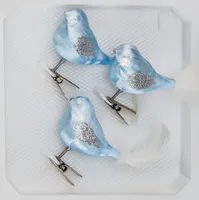 3 tlg. Glas Vogel Set in"Ice Blau Silber"