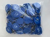 100 Stk. NFC-NTag216 als Schlüsselanhänger in der Farbe blau mit Hinweiss NFC-Logo 888byte Netto