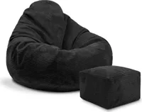 Dreamroots Puf, Bean Bag 90x90x100 cm  Beanbag z wypełnieniem, pufa z podnóżkiem i pokrowcem,Black Beauty
