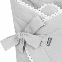 Bellochi 2in1 Baby Einschlagdecke Babyhörnchen - 75 x 75 cm - 100% Musselin Wickeldecke - für Kinderwagen, Babybett oder Kindersitz - Ganzjährig -   - Grau