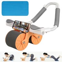 qiangzhipow Bauchtrainer Bauchmuskeltrainer Automatisches Rebound Ab Rollenrad Bauchroller Wheel mit Ellbogenstütze Schaumstoff Griffen&Anti-Rutsch-Pads Orange