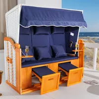 riess-ambiente XXL Strandkorb OSTSEE 150cm blau weiß inkl. Wechselbezug und Kissen 3-Sitzer Ostseestrandkorb