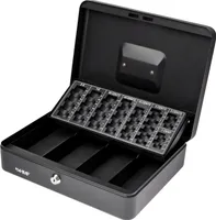HMF 4215-02 Geldkassette abschließbar mit Münzzählbrett, 30,5 x 24 x 8,5 cm, Schwarz