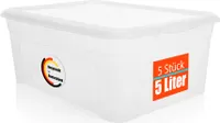 BigDean 5 Stück Aufbewahrungsbox mit Deckel 5L robust & stapelbar Plastikbox transparent  Germany