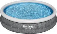 Bestway Fast Set Rattan Ø 366x76 Cm Runder Aufblasbarer Pool Blau 5377 Liters Blau 5377 Liters