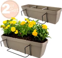 2x Blumenkasten Balkongeländer Balkon Blumenkasten Balkonkasten mit Halterung Balkonkasten Geländerkästen Balkonkasten mit Wasserspeicher 60 cm