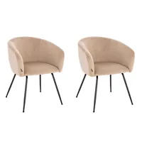 HOME DELUXE - Polsterstuhl ARIA - 2 Stück, Farbe: Samt Beige - weiche Polsterung, bis 120 kg belastbar I Küchenstuhl Speisestühle Esszimmerstühle