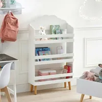 Lina® Kinderbücherregal, im modernen Design, aus MDF Holz, 3 stöckiges Kinderregal, Aufbewahrungsregal für Bücher Spielzeug, 58x18x98cm - Weiß