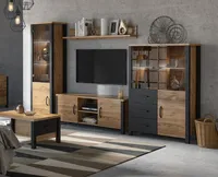 Wohnwand 304cm appenzeller fichte schwarz Modern Anbauwand Lowboard Vitrine