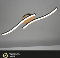 BRILONER Go LED Deckenleuchte, Warmweißes Licht, Wellendesign, schwarz, 55 x 12 x 8 cm