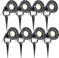 Hengda Gartenleuchte Led Gartenstrahler Warmweiß 8er Pack LED Gartenbeleuchtung IP65 4W GU10 Mit Erdspieß Stecker Aussen Wiese Für Aussen,Garten,Wiese