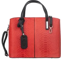 Rara Handtasche aus italienischem Leder - Reptilienstruktur - 1 Fächer, abnehmbarer Schulterriemen - Perfekte Innenorganisation - Rot