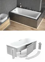 Badewanne MODERN 130X70 mit Füßen , mit Siphon und Styroporverkleidung