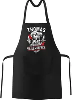 Premium Grill-Schürze für Männer mit Name Der Mann Der Mythos Der Grillmeister Totenkopf Skull Spruch lustig Moonworks® schwarz Herren