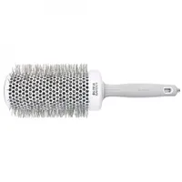 Olivia Garden Expert Blowout Speed kefa na sušenie a tvarovanie vlasov s vlnitými štetinami biela/sivá, 65 mm
