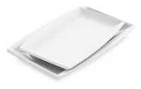 MALACASA, série Blance, 2 ks. Sada porcelánového servírovacího talíře, plochý talíř, talíř na večeři