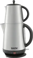 Shov Elektrischer Edelstahl Wasser- & Teekocher – 1,7L Wasserkocher + 1L Teekanne | 2200W Leistung, Warmhaltefunktion , Dual-Heizelement, Auto-Abschaltung, Trockengehschutz & Kabelstaufach
