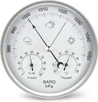 Wetterstation analog 3 in1 Edelstahlrahmen Barometer Thermometer Hygrometer
