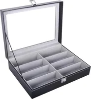 MODFU Brillenbox Brillenkoffer Brillenorganizer für 8 Brillen Aufbewahrung, Grau