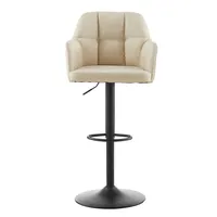 CLIPOP 1er Set Kunstleder Barstuhl, Ergonomischer 360° Drehbar Tresenhocker, Höhenverstellbarer Bistrohocke,Beige
