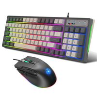 HXSJ V600+A905 Tastatur- und Mausset, RGB-beleuchtete Tastatur + hochpräzise Maus, 13 RGB-Lichteffekte | Makroprogrammierfunktion | einstellbare DPI