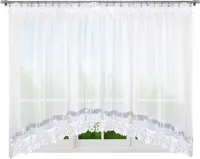 Hochwertige Fertiggardine VOILE Store mit Spitze und Zirkonia, Silber Band Weiß 400x165cm