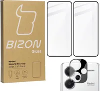 Bizon Glass Edge 2 3D Pack gehärtetes Glas - [2 PACK] + Linsenschutz Xiaomi Redmi Note 13 Pro+ 5G schwarz