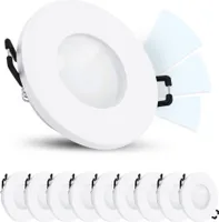 10er Set fourSTEP LED Einbaustrahler Bad IP65 neutralweiß GU10 5W 230V - Spot weiß rund