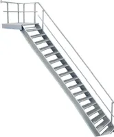 17 Stufen + Podest Stahltreppe mit Geländer rechts / Stufenbreite 100cm / Geschosshöhe 299-360cm