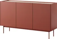 BETTSO Třídveřová široká komoda s vysokými kovovými nohami COLOR 144 cm Červená cihlově červená